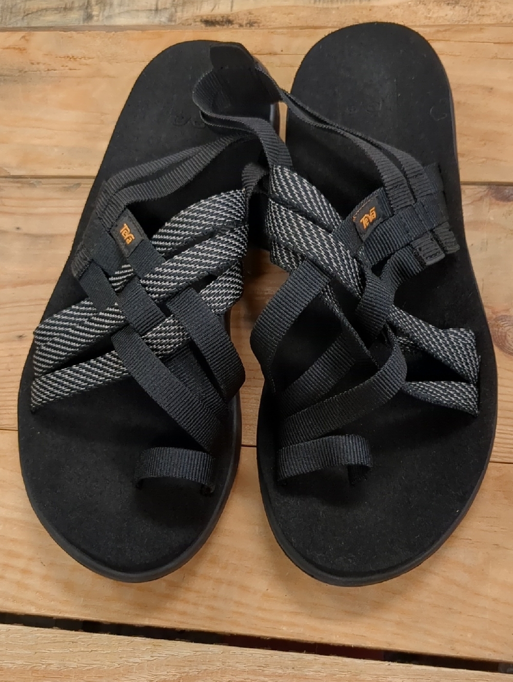 Teva Black Sandals with Gray Webbing